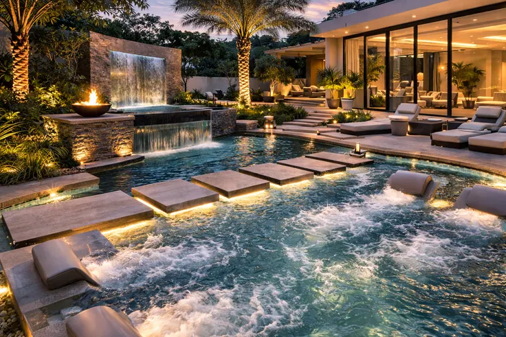 Luxury spa hydrotherapy pool modern villa Muscat